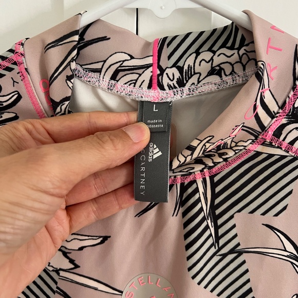 Adidas by Stella McCartney Floral Long Sleeve Active Top Pink Size L - Picture 7 of 10